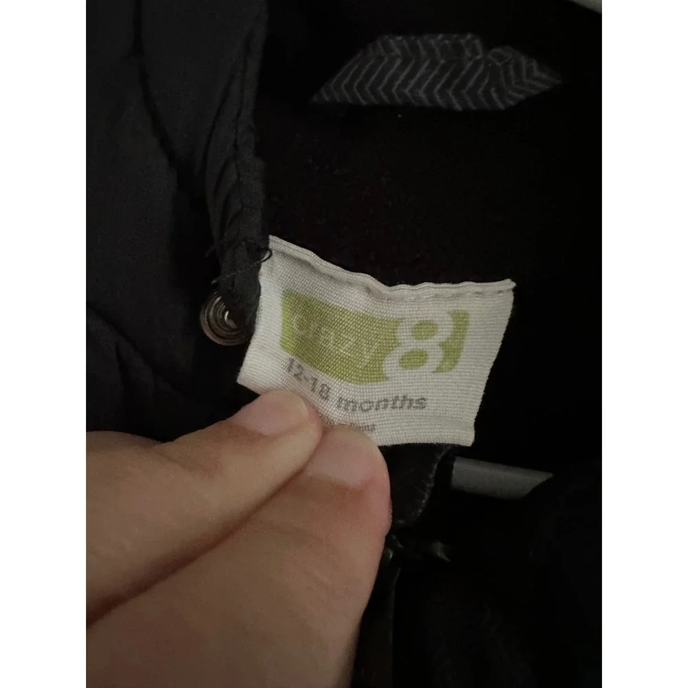 Crazy 8 Boys Black Grey Herringbone Hooded Puffer Jacket Coat 12-18 Months